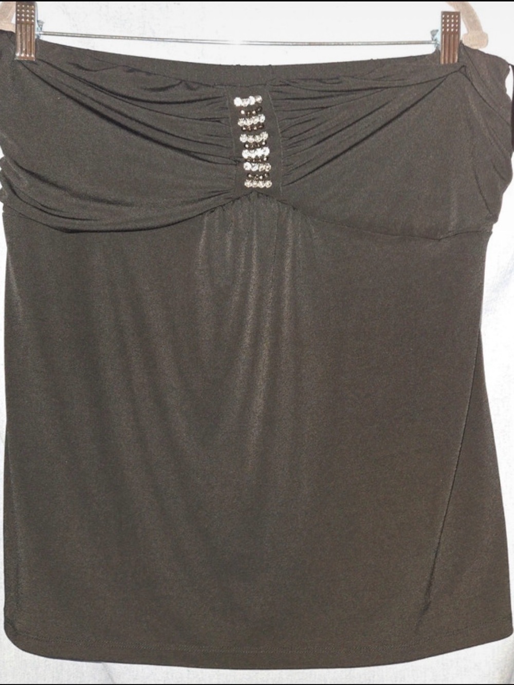 torrid Black Strapless Ruched Tube Top with Rhinestone Accent